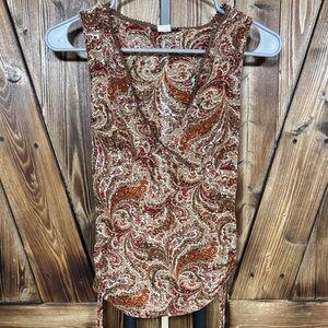 Self Esteem Paisley Sleeveless Top - Red and Brown Y2K